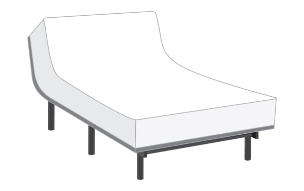 Power Bob Essential Base adjustable bed frame in black metal with a white Copper Sport Hybrid 11.5" King Plush mattress, featuring temperature-regulating copper-infused memory foam layers for pressure relief and support.