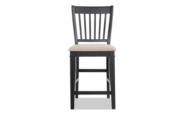 Montana Black & Beige Slat Back Upholstered Counter Height Stool with beige polyester fabric seat, black rubberwood frame, rustic style from Montana Dining collection.