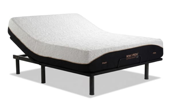 Power Bob Essential Base with Copper Sport Gel 11.5'' Queen Dual Mattress featuring adjustable base, white textured cover, black sides, and copper-accented branding.