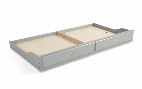 Chadwick Twin Gray Trundle Unit in transitional style, made of gray MDF, poplar solids, and veneers with two pull-out drawers for extra sleeping space.