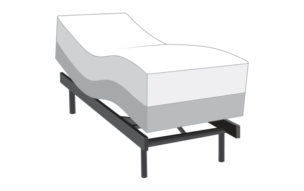 Power Bob Ultra Base with Copper Sport Hybrid 11.5" Twin XL firm mattress featuring adjustable black metal frame and layered copper-infused memory foam for temperature regulation and pressure relief.