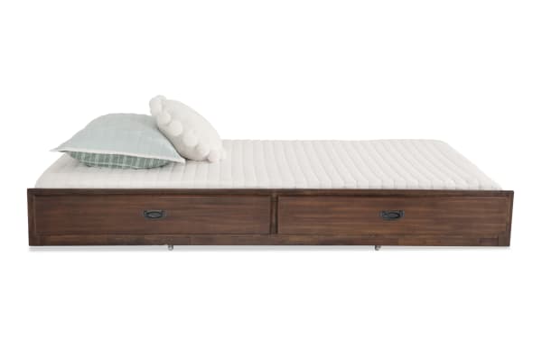 Chadwick Twin Brown Trundle Unit in transitional style with MDF, poplar solids, and veneers. Features dark brown wood finish and dual storage drawers.