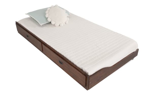 Chadwick Twin Brown Trundle Unit in transitional style with MDF, poplar solids, and veneers. Features dark brown wood finish and under-bed storage drawers.