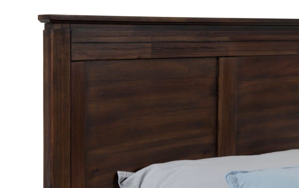 Dark brown Chadwick Full Panel Bed headboard in transitional style, made of MDF, poplar solids, and veneers, featuring clean rectangular panels.
