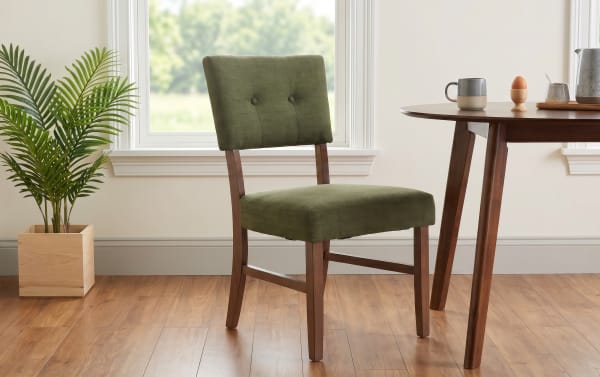 Bettie Walnut & Avocado Panel Back Upholstered Dining Chair