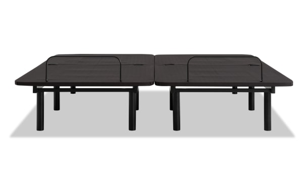 Power Bob Essential Split King Adjustable Base in black metal frame with folding design, wired remote, and head-up motion for platform or storage beds.