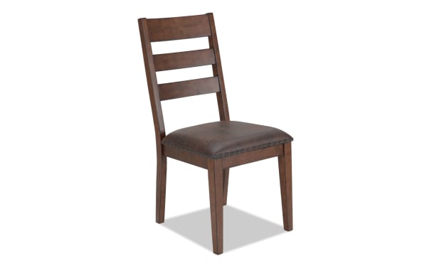 Canyon Brown Faux Leather Ladder Back Upholstered Dining Chair with rustic brown MDF frame, faux leather seat, and memory foam cushion from Canyon Dining collection.