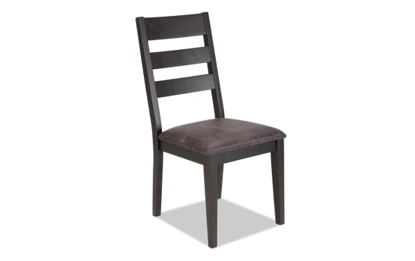 Canyon Gray Faux Leather Ladder Back Upholstered Dining Chair with rustic gray MDF frame, faux leather seat, and memory foam cushion from Canyon Dining collection.