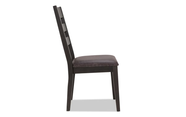 Canyon Gray Faux Leather Ladder Back Upholstered Dining Chair with rustic MDF frame, memory foam seat, and gray faux leather upholstery from Canyon Dining collection.