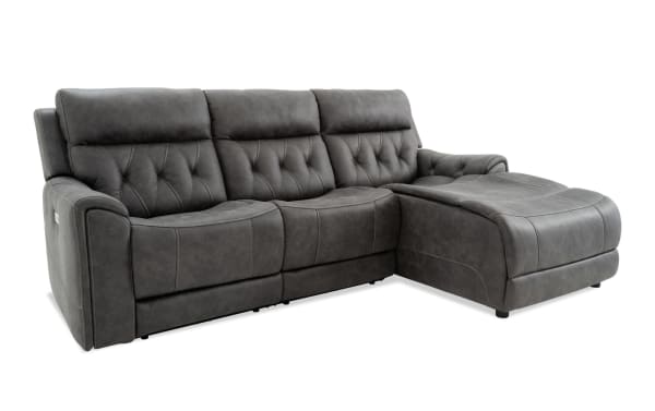 Canyon Gray 98'' Power Reclining 3 Piece Right Arm Facing Chaise Sectional with Armless Recliner & Power Headrest