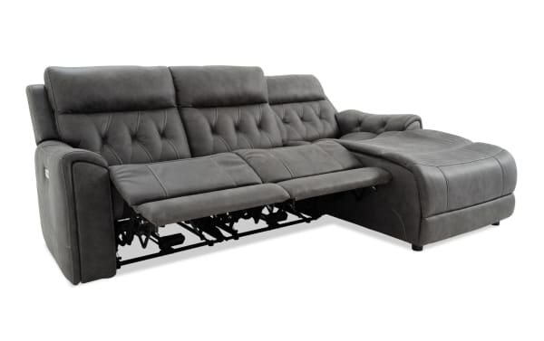 Canyon Gray 98'' Power Reclining 3 Piece Right Arm Facing Chaise Sectional with Armless Recliner & Power Headrest