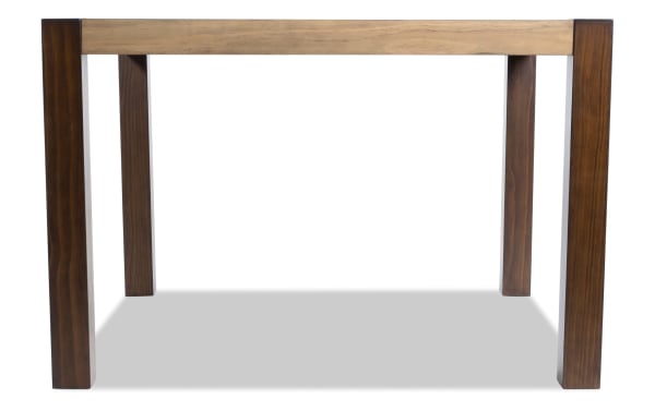 Rustic Canyon 7 Piece Brown Faux Leather Upholstered Counter Height Square Dining Set with multi-tone MDF wood table and memory foam seating