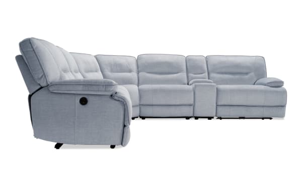 Pacifica Silver 130'' Power Reclining 6 Piece Sectional with USB Port