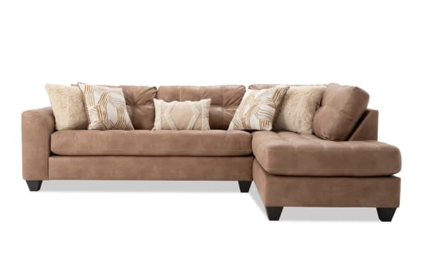 Sierra Cognac 118'' 2 Piece Right Arm Facing Chaise Sectional with Ottoman