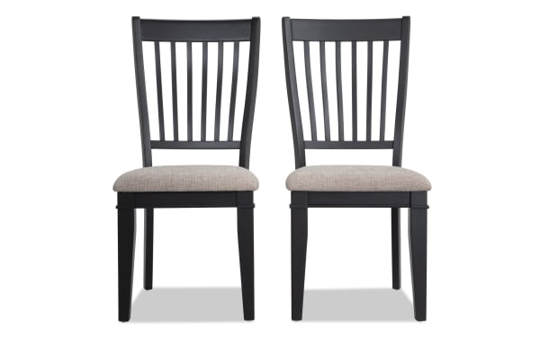 Montana Beige & Black Slat Back Upholstered Dining Chair (Set of 2)