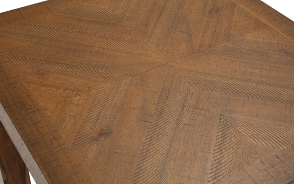 Rustic Sonoma Natural End Table from Sonoma Occasional collection, featuring acacia veneer top with distressed wood and black metal accents.