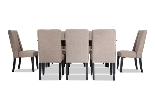 Montana 9 Piece Black & Beige Upholstered Dining Set