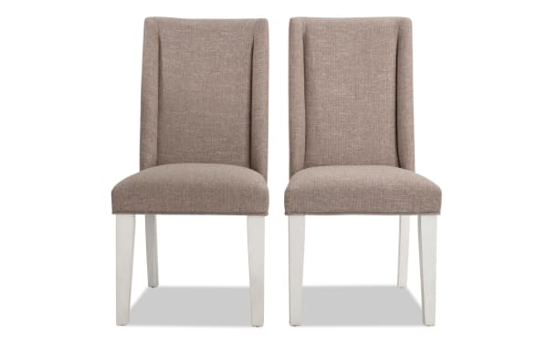 Montana White & Beige Solid Back Upholstered Dining Chair (Set of 2)