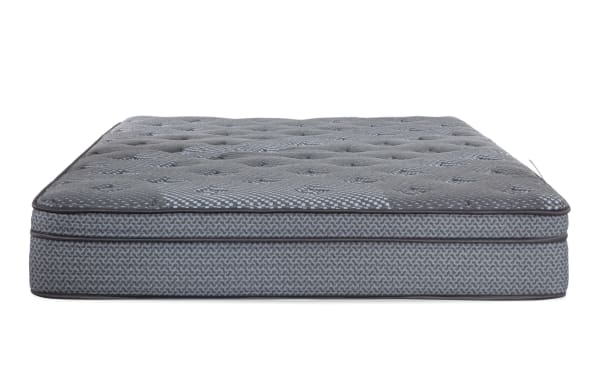 Synergy 11'' Twin XL Plush Boxed Mattress in gray with quilted top, gel memory foam lumbar layer, and individually wrapped coil support for plush comfort.