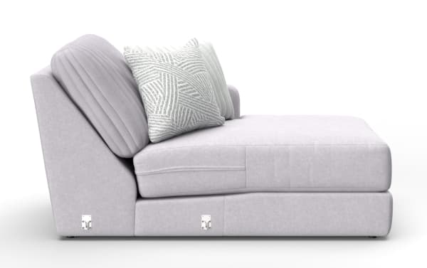 Contemporary Sofia Gray Right Arm Facing Chaise in soft gray polyester fabric with plush gel memory foam cushions for ultimate comfort.