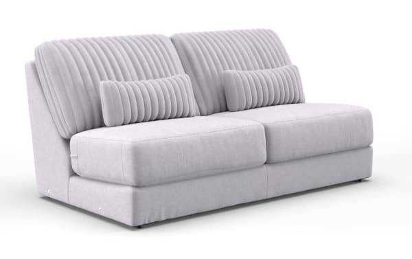 Sofia Gray Armless Loveseat in soft gray polyester fabric with plush gel memory foam cushions, contemporary style from the Sofia collection.