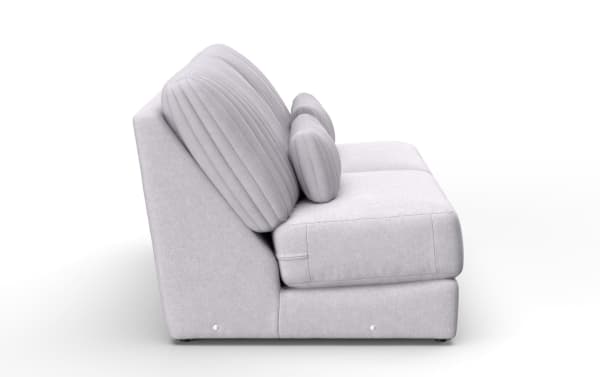 Contemporary Sofia Gray Armless Loveseat in soft gray polyester fabric with plush gel memory foam cushions, part of the Sofia collection.
