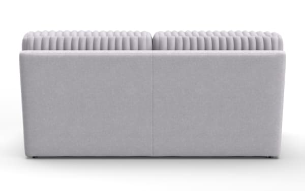 Contemporary Sofia Gray Armless Loveseat in soft gray polyester fabric with plush, pillowy cushions and gel memory foam for ultimate comfort.
