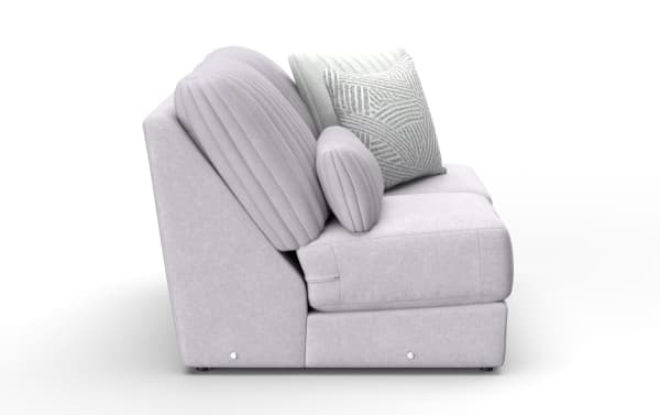 Sofia Gray Right Arm Facing Loveseat in soft gray polyester fabric with plush gel memory foam cushions, contemporary style from the Sofia collection.