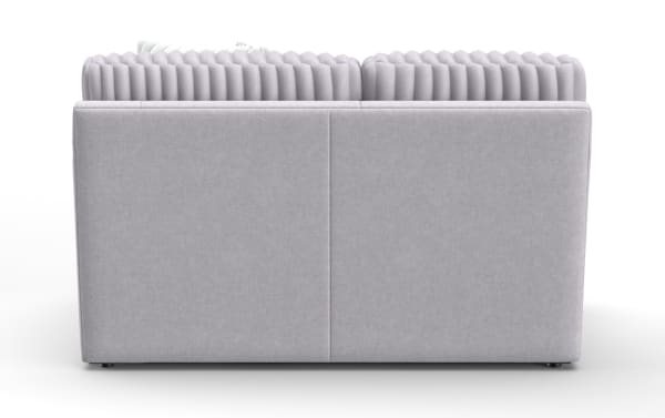 Back view of Sofia Gray Right Arm Facing Loveseat in soft gray polyester fabric, contemporary style with plush, cushioned backrest from the Sofia collection.