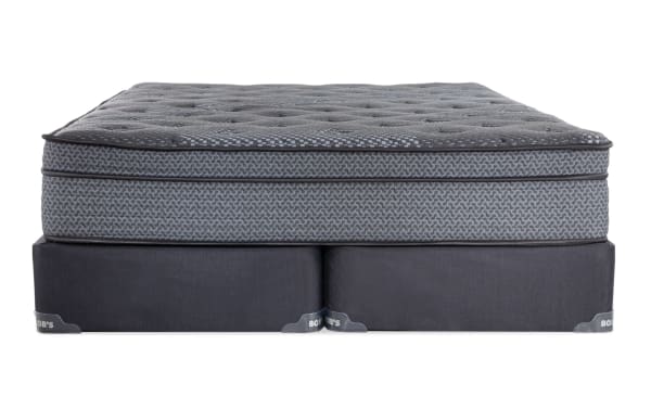 Synergy 11'' King Plush Split Standard Mattress Set by Bob-O-Pedic features gray patterned plush top, gel memory foam, and individually wrapped coil support.