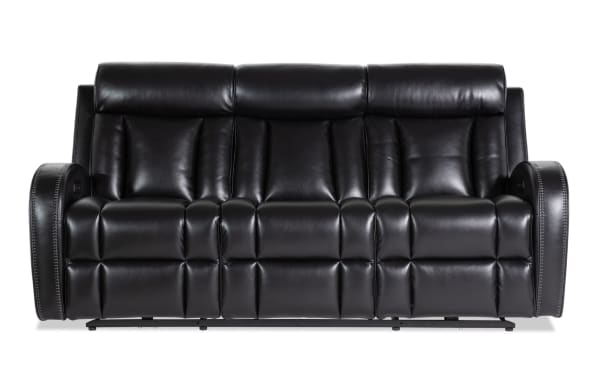 Tuxedo Black 84'' Power Reclining Sofa with Power Headrest