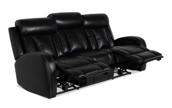 Tuxedo Black 84'' Power Reclining Sofa with Power Headrest