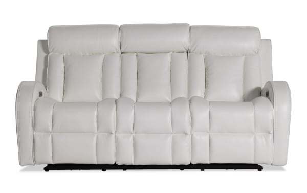 Tuxedo White 84'' Power Reclining Sofa with Power Headrest