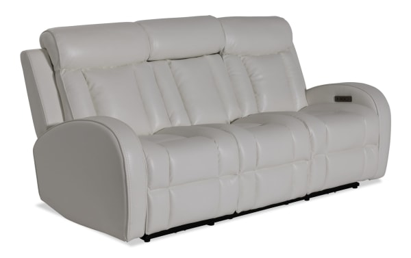 Tuxedo White 84'' Power Reclining Sofa with Power Headrest
