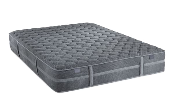 Treasure 11.5'' Queen Dual Mattress in gray from Treasure collection, featuring quilted knit cover, gel-infused foam, memory foam, and wrapped coil system for support and durability.