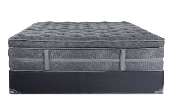 Treasure 12.5'' Twin Pillow Top Plush Mattress Set in gray with quilted knit cover, plush pillow top, and reinforced edge support from Bob's Treasure collection.