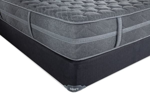 Treasure 11.5'' Full Cushion Firm Standard Mattress Set in gray with quilted knit cover, gel-infused foam, and firm edge support by Bob's.