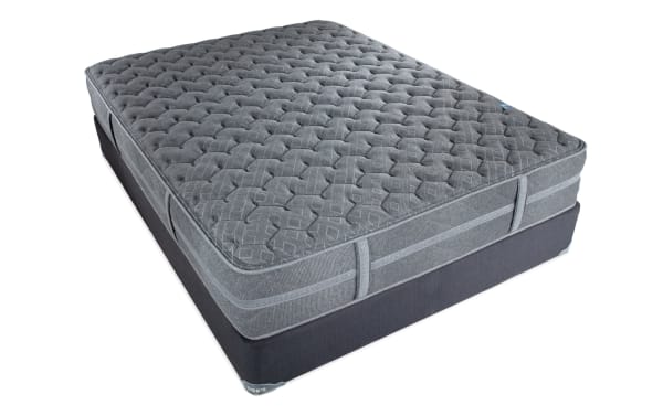 Treasure 11.5'' Queen Cushion Firm Standard Mattress Set in gray with quilted knit cover, gel-infused foam layers, and firm edge support from Bob's Treasure collection.