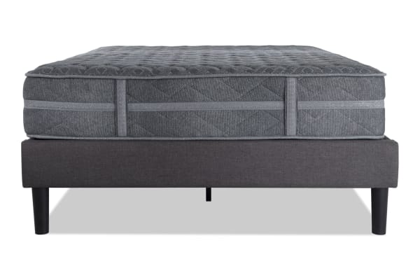 Treasure 12.5'' Twin Pillow Top Plush Mattress Set in dark gray with quilted knit cover, plush pillow top, and durable coil base for breathable, pressure-relieving sleep.