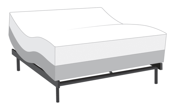 Power Bob Ultra Base with Treasure 11.5'' King Extra Firm Mattress featuring quilted knit cover, gel-infused foam, memory foam, and adjustable black metal base with massage, Bluetooth, USB ports, and under-bed lighting.