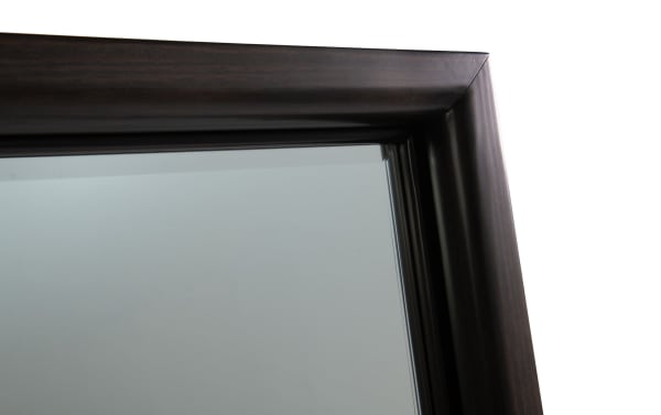 Contempo Espresso LED Floor Mirror with dark espresso MDF frame, sleek contemporary style, and built-in LED lighting for bedroom or dressing room.