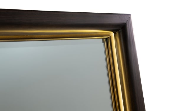 Contempo Espresso LED Floor Mirror with dark espresso MDF frame and built-in warm LED lighting, contemporary style for bedroom or dressing room.