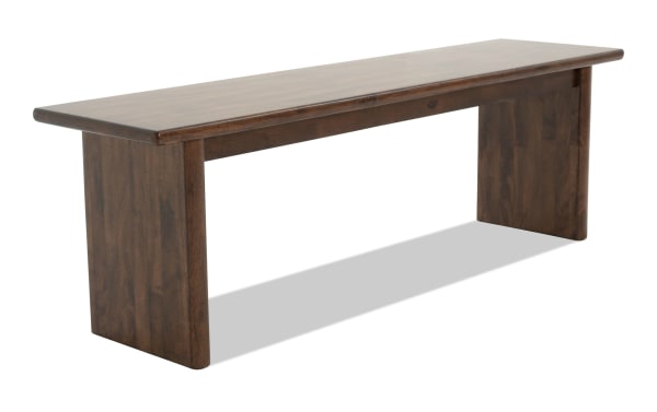 Contemporary Mango Dining solid wood dining bench in mango brown with a smooth rectangular top and sturdy flat panel legs for family meals.