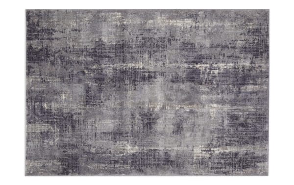Bayou 5' x 7' Gray Abstract Rug with transitional style, featuring a soft, durable polyester and polypropylene blend in neutral gray tones.