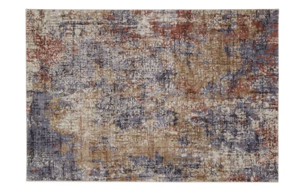 Normandy 8' x 10' Multi Abstract Rug in multicolored transitional style with polyester and polypropylene fabric, featuring a vintage-inspired distressed pattern.