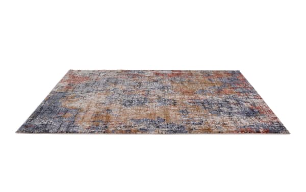 Normandy 8' x 10' multi abstract rug in multicolored transitional style, made of soft polyester and polypropylene fabric, featuring a vintage-inspired distressed pattern.
