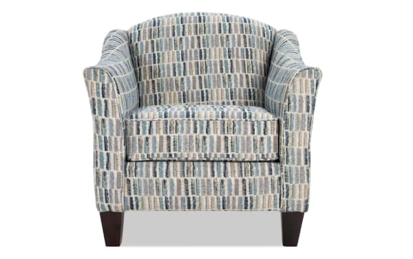 Dylan Slate Accent Chair in gray polyester fabric with transitional style, memory foam cushioning, and patterned slate color upholstery.