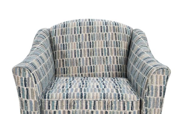 Transitional Dylan Slate Accent Chair with gray polyester fabric upholstery, memory foam cushioning, and patterned block design for stylish comfort.