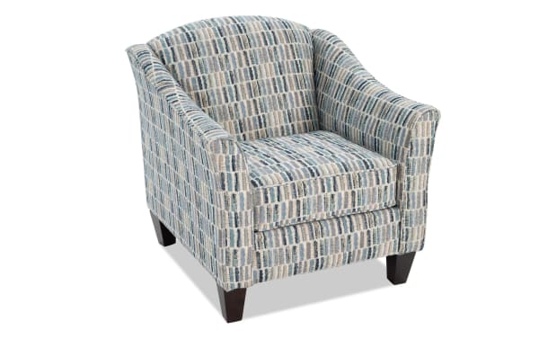 Dylan Slate Accent Chair in gray polyester fabric with transitional style, memory foam cushioning, and patterned upholstery for stylish comfort.