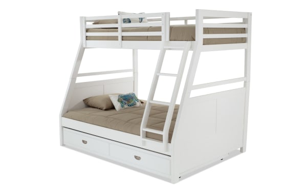 Chadwick Twin/Full White Bunk Bed with Twin Trundle